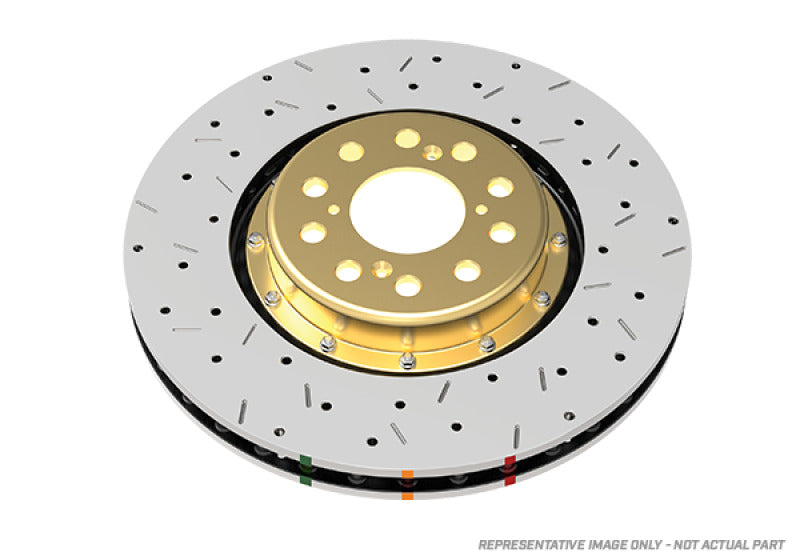 Evo 10 - DBA - Front Drilled & Slotted 5000 Series 2 Piece Rotor w/ Gold Hat