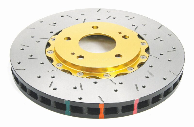 Evo 789 - DBA - Front Drilled & Slotted 5000 Series 2 Piece Rotor Assembled w/ Gold Hat