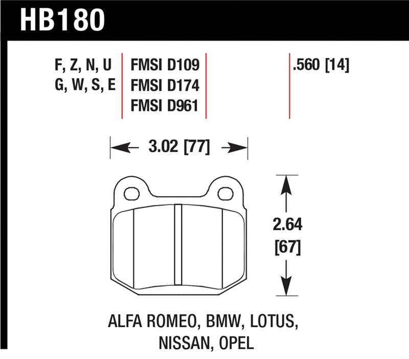 Evo 5-9 - Hawk - DTC70 Rear Pads - Race