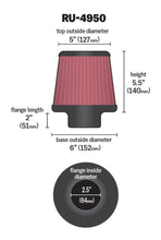 Load image into Gallery viewer, Evo 10 - K&amp;N Engineering - Filter Universal Rubber Filter 2 1/2 inch Flange 6 inch Base 5 inch Top 5 1/2 inch Height
