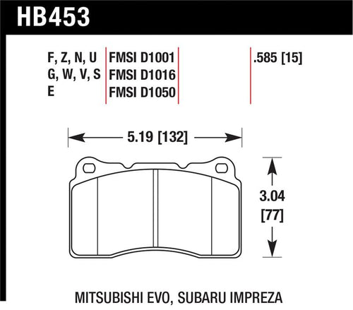 Evo 10 - Hawk Performance - DTC-60 Race Front Brake Pads (Brembo)