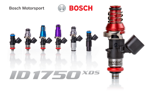 Evo 10 - Injector Dynamics - 1750-XDS - USCAR Connector / 48mm Length / 14mm (Black) BOTTOM Adaptor - Set of 4