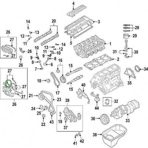Evo 8-9 - Mitsubishi OEM - Lower Timing Cover Gasket (Upper Left)